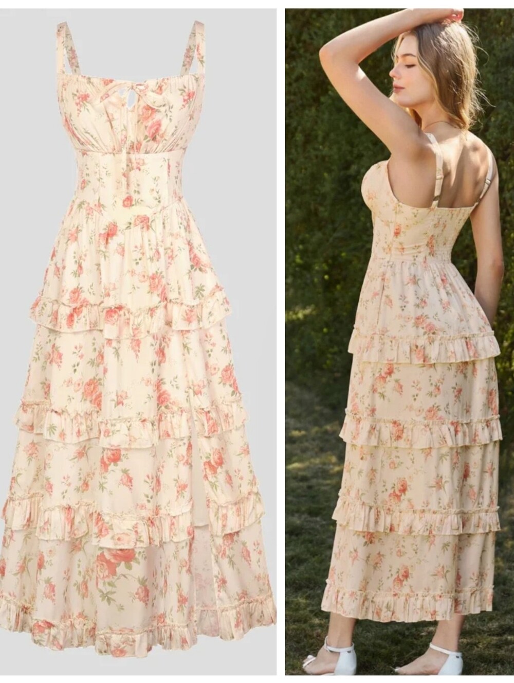 NWOT Scarlet Darkness Floral Tiered Maxi Corset Dress Women's 16 Milkmaid Flirty